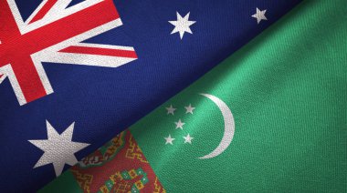 Avustralya ve Türkmenistan bayrakları birlikte ilişkiler tekstil kumaş, kumaş doku