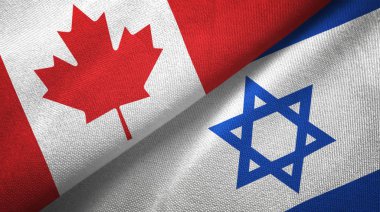 Kanada ve İsrail bayrakları birlikte ilişkiler tekstil kumaş, kumaş doku