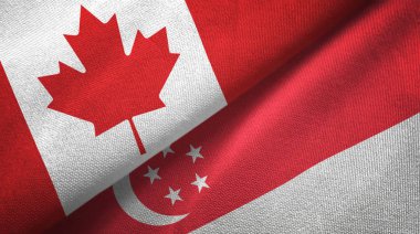 Kanada ve Singapur bayrakları birlikte ilişkiler tekstil kumaş, kumaş doku