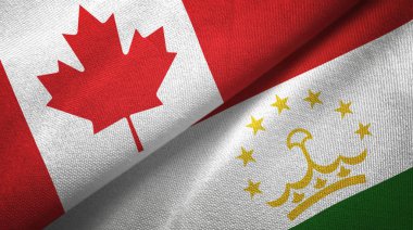Kanada ve Tacikistan bayrakları birlikte ilişkiler tekstil kumaş, kumaş doku