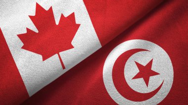 Kanada ve Tunus bayrakları birlikte ilişkiler tekstil kumaş, kumaş doku