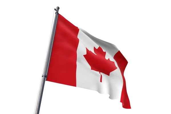 Kanada Flagge Schwenkt Isoliert Weißen Hintergrund Wind — Stockfoto