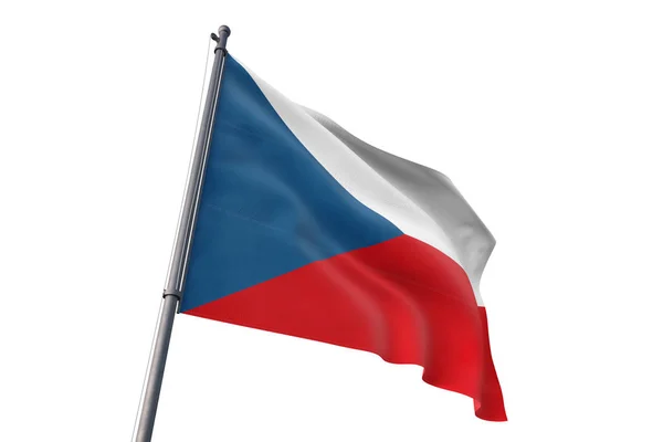 Cseh Köztársaság Zászló Szélben Hullámzó Elszigetelt Fehér Háttér — Stock Fotó