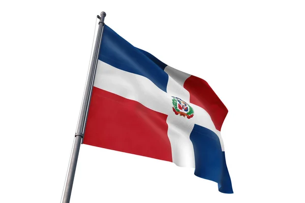 Bandeira República Dominicana Acenando Fundo Branco Isolado Vento — Fotografia de Stock
