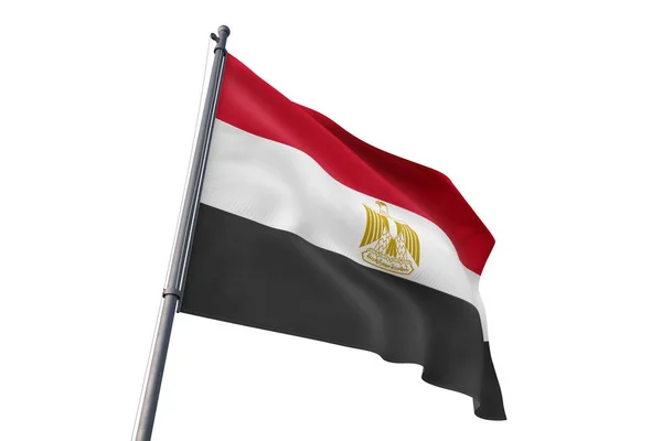 Egypte Vlag Zwaaien Geïsoleerde Witte Achtergrond Wind — Stockfoto