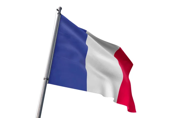 Francie Mávání Vlajkami Izolované Bílé Pozadí Vítr — Stock fotografie
