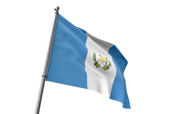Guatemala Vlag Zwaaien Geïsoleerde Witte Achtergrond Wind — Stockfoto