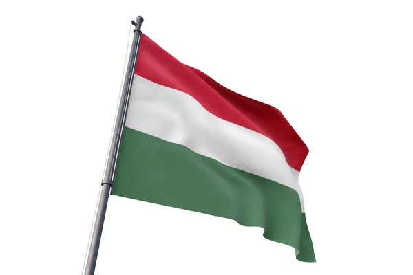 Hungary Flag Waving Isolated White Background Wind — Stock Photo, Image