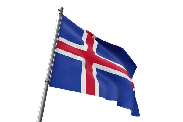 Bandera Islandia Ondeando Fondo Blanco Aislado Viento —  Fotos de Stock