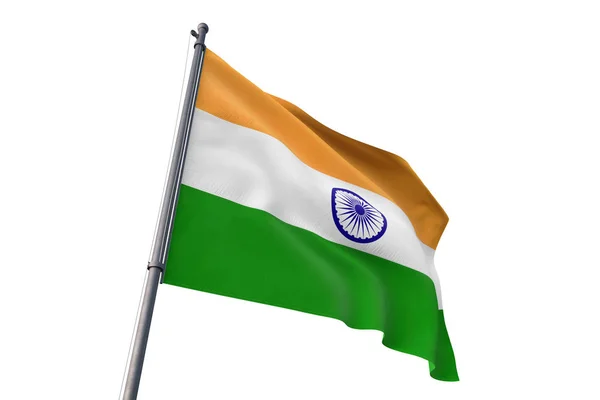 Flaga Indii Macha Białym Tle Wiatr — Zdjęcie stockowe