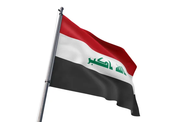 Bendera Irak Melambaikan Latar Belakang Putih Yang Terisolasi Pada Angin — Stok Foto