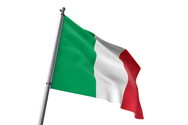 Italia Bandiera Sventola Isolato Sfondo Bianco Sul Vento — Foto Stock