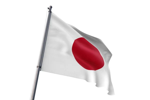 Japanse Vlag Zwaaien Geïsoleerde Witte Achtergrond Wind — Stockfoto