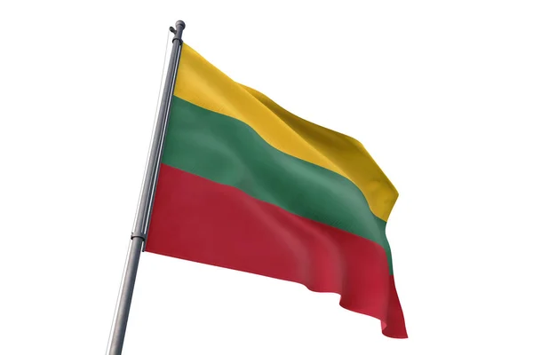 Λιθουανία Σημαία Κυματίζει Απομονωμένες Λευκό Φόντο Τον Άνεμο — Φωτογραφία Αρχείου