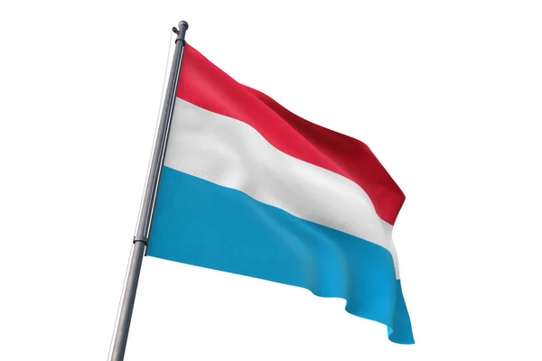 Luxembourg Flag Waving Isolated White Background Wind — Stock Photo, Image
