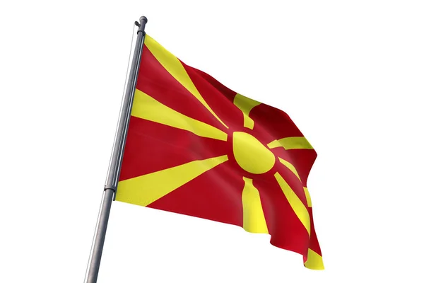 Bandera Macedonia Ondeando Fondo Blanco Aislado Viento — Foto de Stock