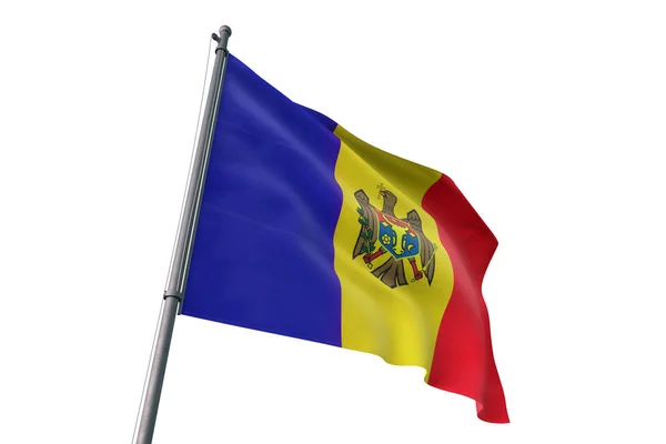 Moldavien Flagga Vajande Isolerade Vit Bakgrund Vinden — Stockfoto