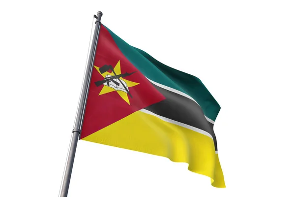 Mozambique Flag Waving Isolated White Background Wind — Stock Photo, Image