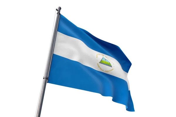 Flaga Nikaragui Macha Białym Tle Wiatr — Zdjęcie stockowe