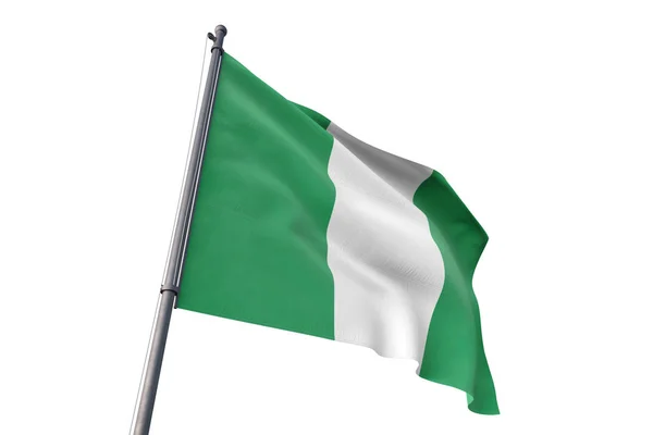 Nigeria Flag Waving Isolated White Background Wind — Stock Photo, Image