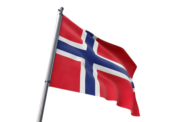 Bandera Noruega Ondeando Fondo Blanco Aislado Viento —  Fotos de Stock