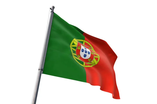 Portugal Flag Waving Isolated White Background Wind — Stock Photo, Image