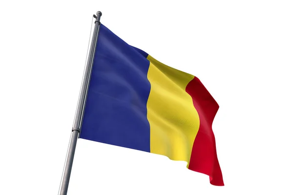 Romania Flag Waving Isolated White Background Wind — Stock Photo, Image