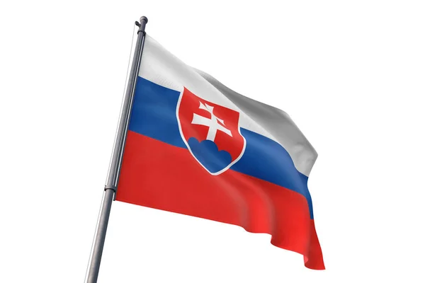 Bandera Eslovaquia Ondeando Fondo Blanco Aislado Viento — Foto de Stock