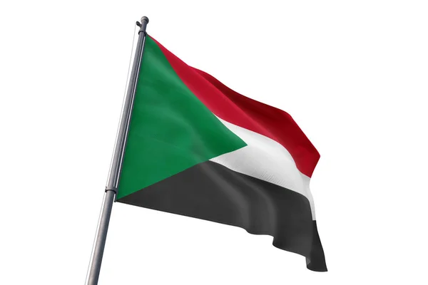 Sudan Flagge Weht Isoliert Auf Weißem Hintergrund Wind — Stockfoto