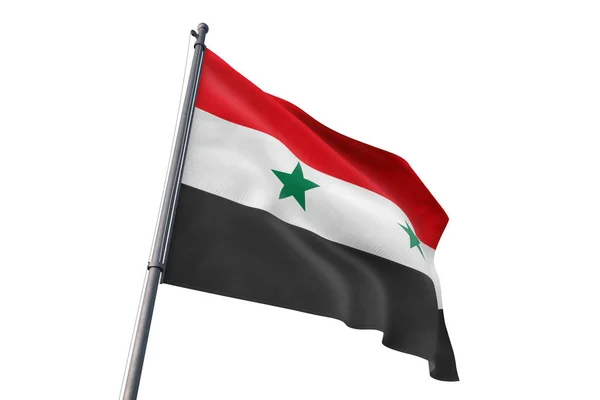 Bandera Siria Ondeando Fondo Blanco Aislado Viento —  Fotos de Stock