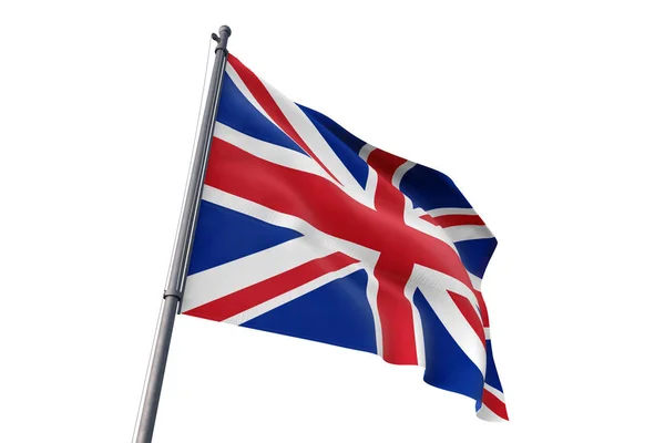 Bandera Del Reino Unido Ondeando Fondo Blanco Aislado Viento — Foto de Stock