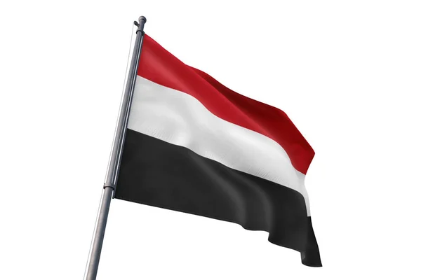 也门旗子挥动被隔绝的白色背景在风 — 图库照片