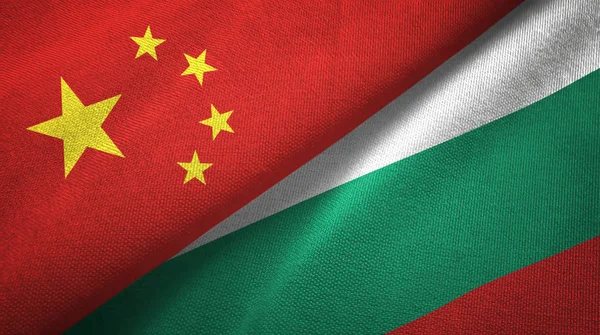 China and Bulgaria flags together relations textile cloth, fabric texture