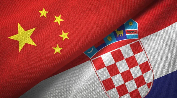 China Croatia Flags Together Relations Textile Cloth Fabric Texture — Stock Photo, Image