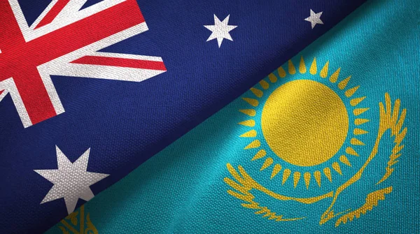 Avustralya ve Kazakistan bayrakları birlikte ilişkiler tekstil kumaş, kumaş doku