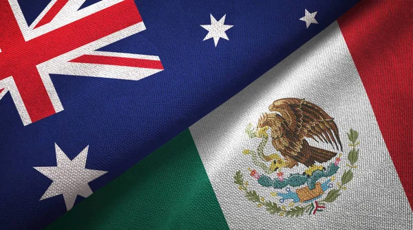 Australia México Banderas Juntas Relaciones Tela Textil Textura Tela — Foto de Stock