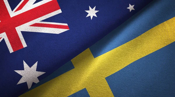 Australia Suecia Banderas Juntas Relaciones Tela Textil Textura Tela —  Fotos de Stock