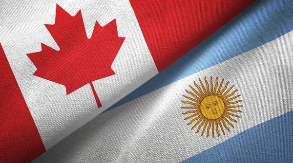 Banderas Canadá Argentina Juntas Relaciones Tela Textil Textura Tela —  Fotos de Stock