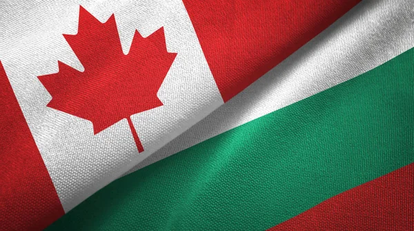 Canada and Bulgaria flags together relations textile cloth, fabric texture