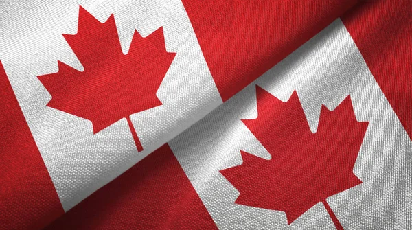 Kanada Flagi Razem Relacje Tkaniny Tkaniny Tekstura Tkanina — Zdjęcie stockowe