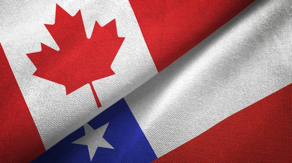 Canada and Chile flags together relations textile cloth, fabric texture