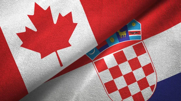 Canada and Croatia flags together relations textile cloth, fabric texture