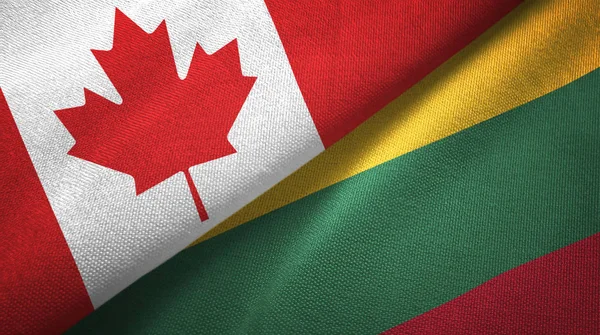 Canada and Lithuania flags together relations textile cloth, fabric texture