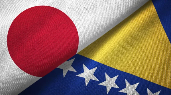 Japón Bosnia Herzegovina Banderas Juntos Tela Textura Tela — Foto de Stock