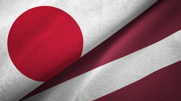 Japonii Łotwa Flagi Tkaniny Tekstylne Razem Tekstura Tkanina — Zdjęcie stockowe