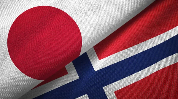 Banderas Japón Noruega Juntas Tela Textura Tela — Foto de Stock