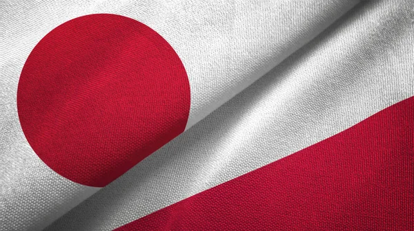 Japan Poland Flags Together Textile Cloth Fabric Texture — Stock Photo, Image