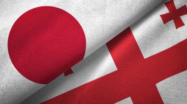 Japonya ve Gürcistan bayrakları birlikte tekstil kumaş, kumaş doku
