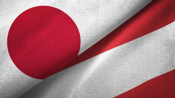 Banderas Japón Austria Juntas Tela Textura Tela — Foto de Stock