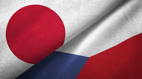 Japan Czech Republic Flags Together Textile Cloth Fabric Texture — Stock Photo, Image